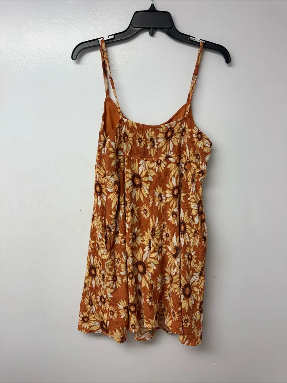 BeCool Sunflower Mini Dress Women L Western Boho Indie Rust Floral Sundress B2 - Picture 4 of 12